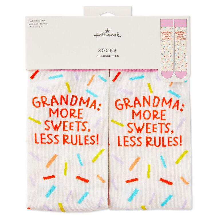 Hallmark Grandma More Sweets Less Rules Novelty Crew Socks