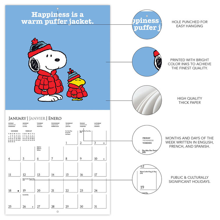 Hallmark Graphique 2026 Peanuts Happiness Is 16-Month Calendar