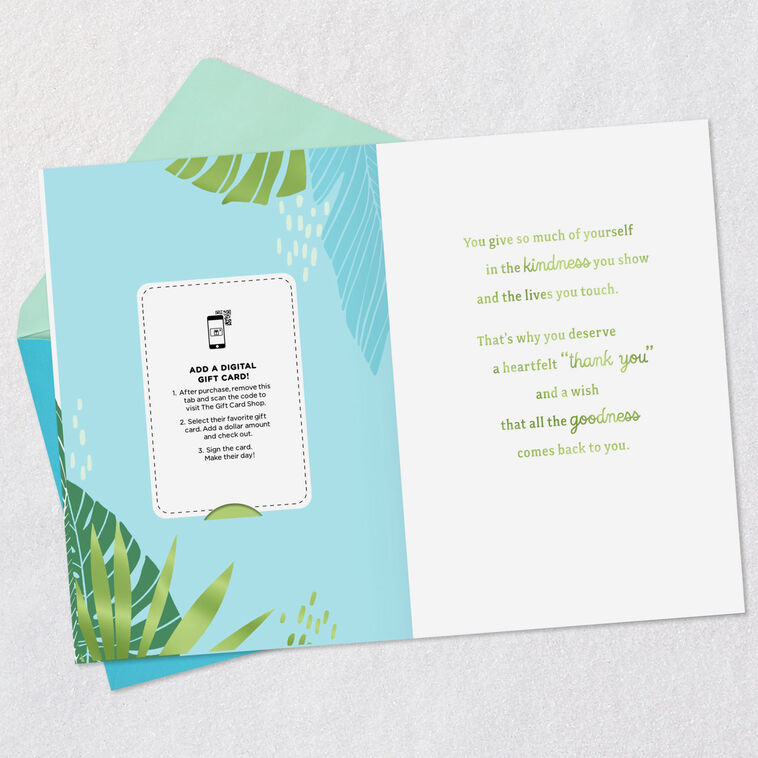 Hallmark Grateful For Your Kindness Gift Card Greeting Thank-You Card