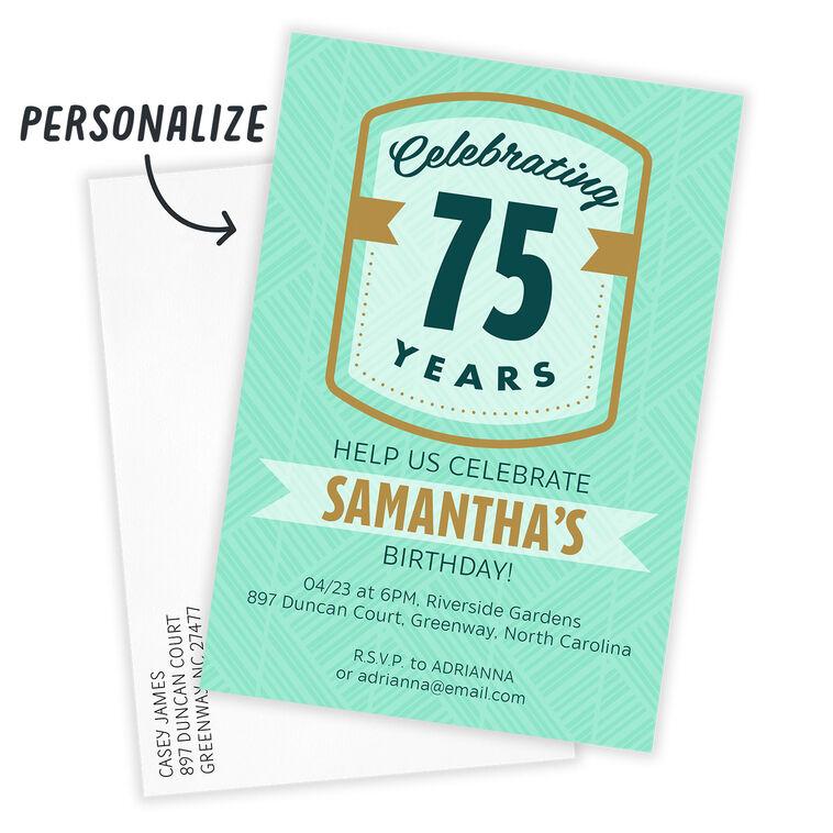 Hallmark Green And Gold Milestone Celebration Flat Birthday Invitation