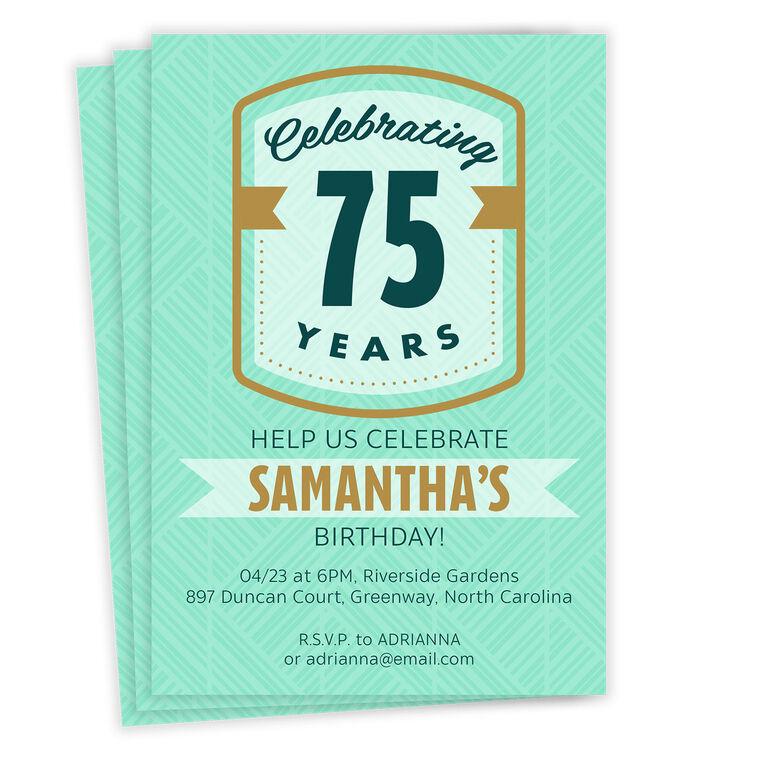 hallmark Green and Gold Milestone Celebration Flat Birthday Invitation