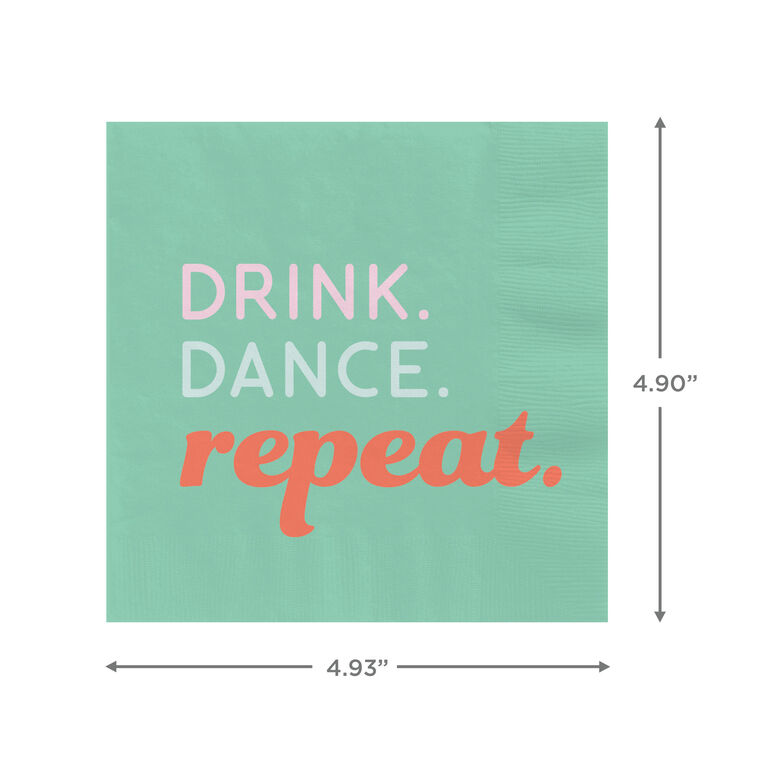 Hallmark Green "Drink Dance Repeat" Cocktail Napkins Set Of 16