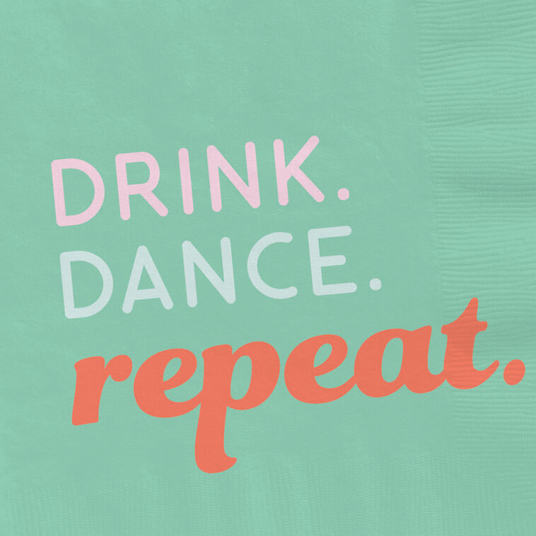 Hallmark Green "Drink Dance Repeat" Cocktail Napkins Set Of 16