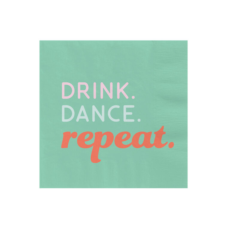 hallmark Green "Drink Dance Repeat" Cocktail Napkins Set of 16