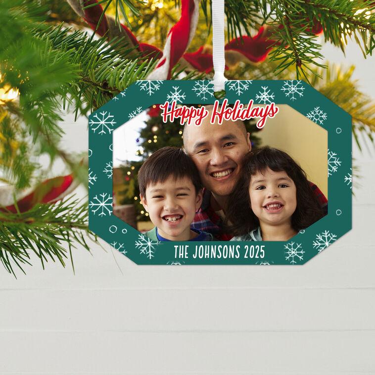 Hallmark Green Snowflake Metal Personalized Ornament Custom Photo And Text