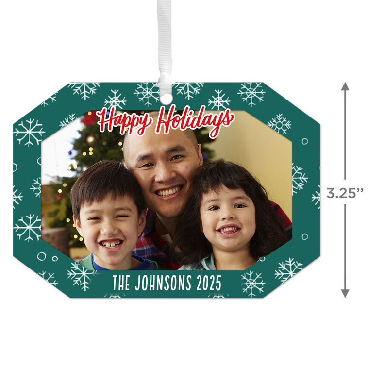 Hallmark Green Snowflake Metal Personalized Ornament Custom Photo And Text