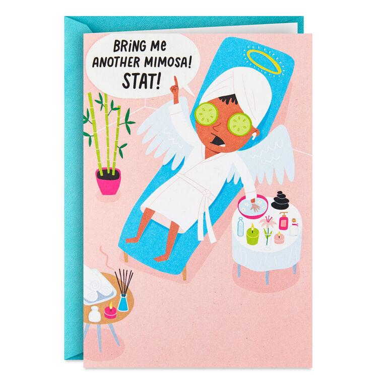 hallmark Guardian Angel Spa Day Funny Birthday Card
