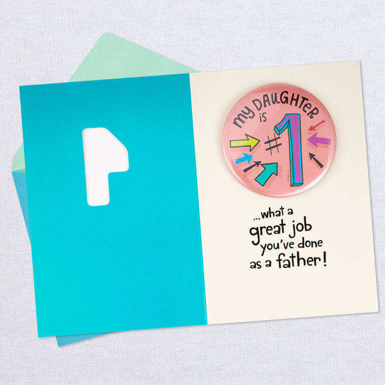 Hallmark #1 Daughter Funny Card For Dad With Pin