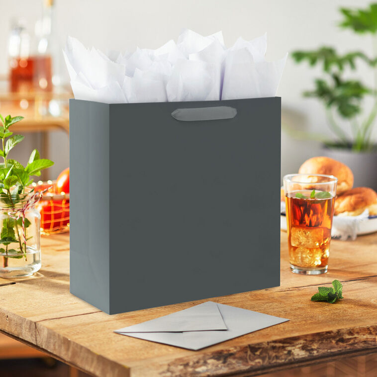 Hallmark 10.4" Gray Large Square Gift Bag