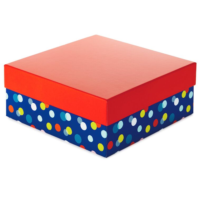hallmark 10" Square Multicolor Dots Gift Box