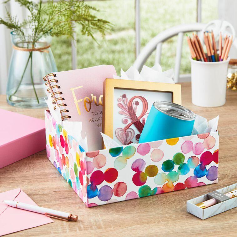 Hallmark 10" Square Watercolor Dots Gift Box