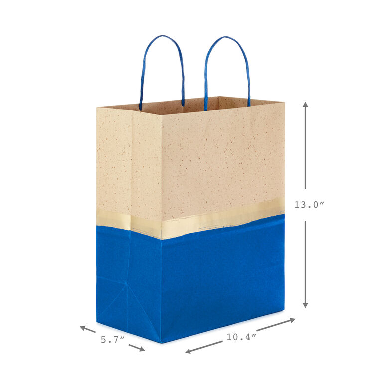 Hallmark 13" Blue And Kraft Paper 6-Pack Gift Bag