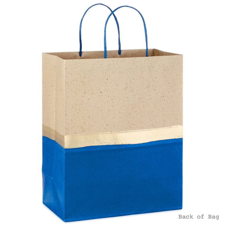 Hallmark 13" Blue And Kraft Paper 6-Pack Gift Bag