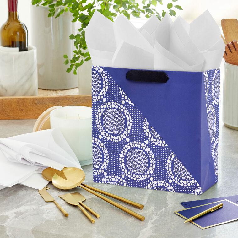 Hallmark 13" Blue Diagonal And Lace Large Gift Bag