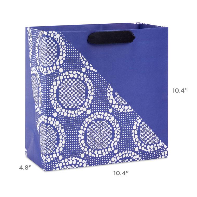 Hallmark 13" Blue Diagonal And Lace Large Gift Bag