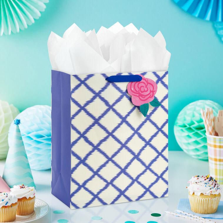 Hallmark 13" Blue Trellis On White Large Gift Bag
