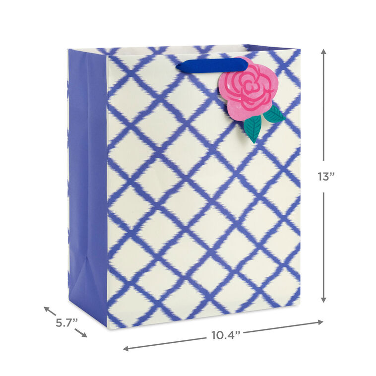 Hallmark 13" Blue Trellis On White Large Gift Bag