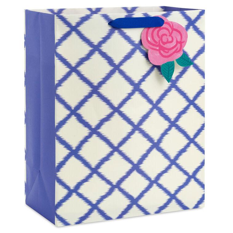 hallmark 13" Blue Trellis on White Large Gift Bag