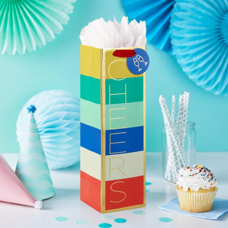 Hallmark 13" Cheers Color Block Wine Gift Bag