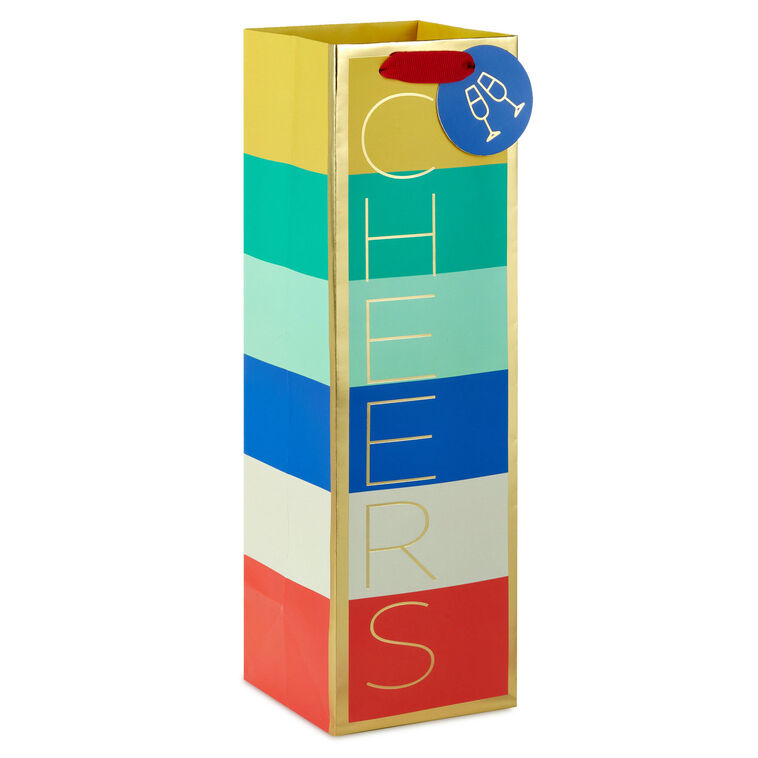 hallmark 13" Cheers Color Block Wine Gift Bag