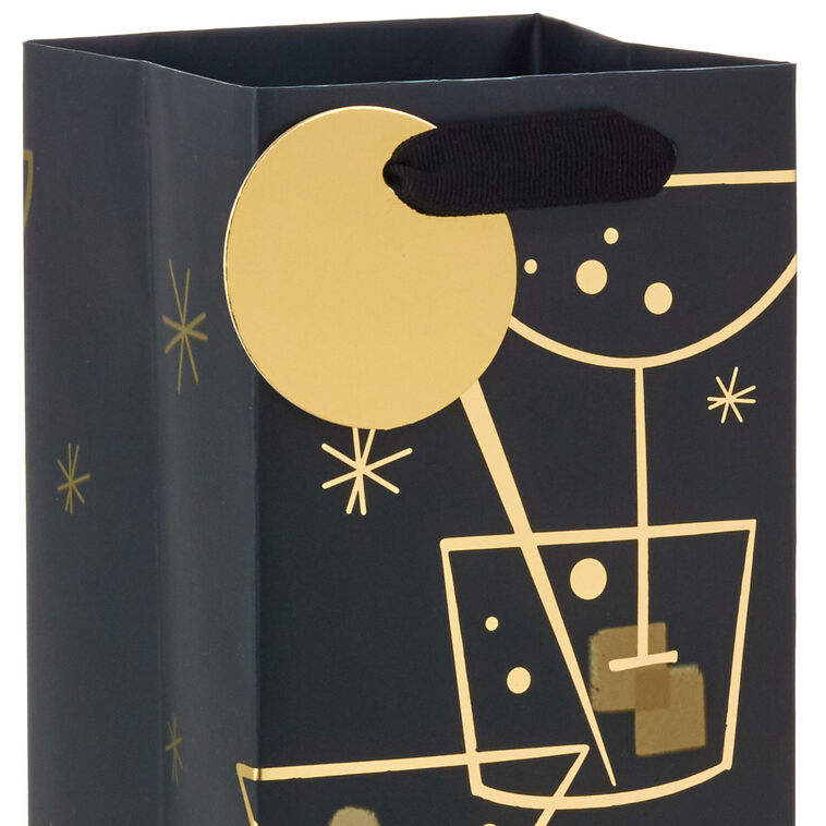 Hallmark 13" Gold Cocktail Glasses Wine Gift Bag
