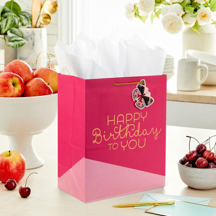Hallmark 13" Happy Birthday On Pink Large Gift Bag