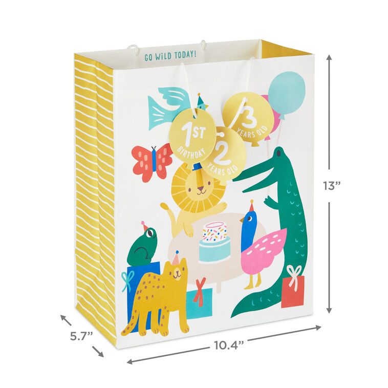 Hallmark 13" Zoo Animals Large Birthday Gift Bag