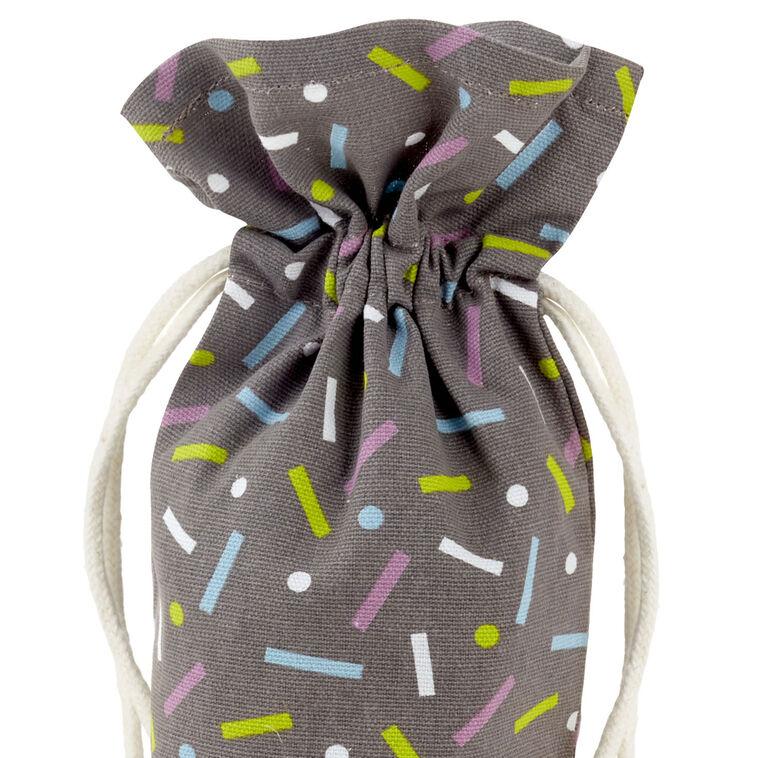 Hallmark 14" Confetti On Black Fabric Wine Gift Bag