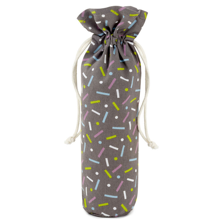 hallmark 14" Confetti on Black Fabric Wine Gift Bag