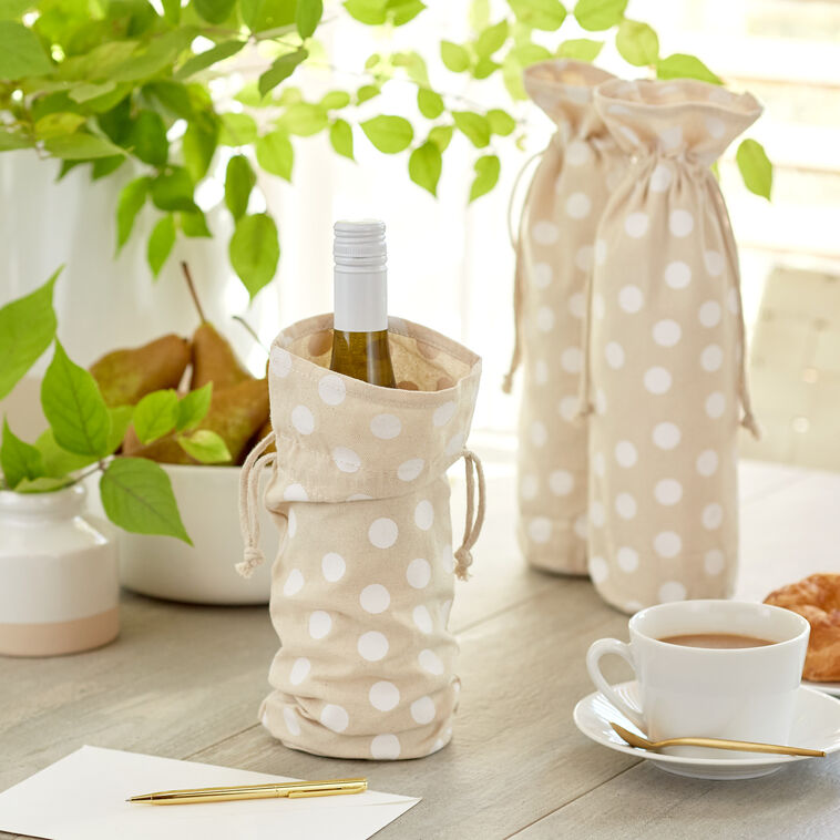 Hallmark 14" Polka-Dot Fabric 3-Pack Wine Gift Bags