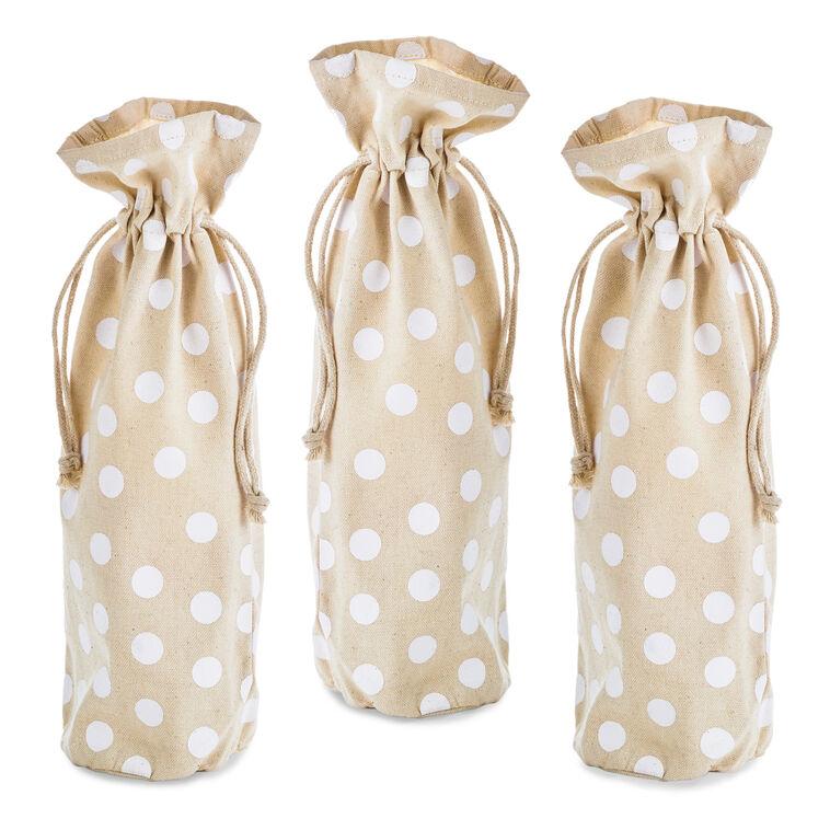 hallmark 14" Polka-Dot Fabric 3-Pack Wine Gift Bags