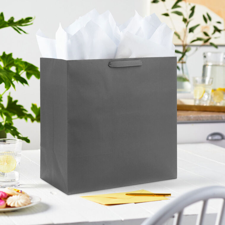Hallmark 15" Gray Extra-Deep Gift Bag