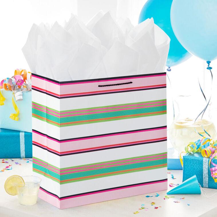 Hallmark 15" Modern Stripes Extra-Deep Gift Bag