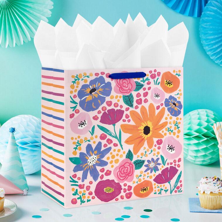 Hallmark 15" Pink Garden Floral Extra-Deep Gift Bag