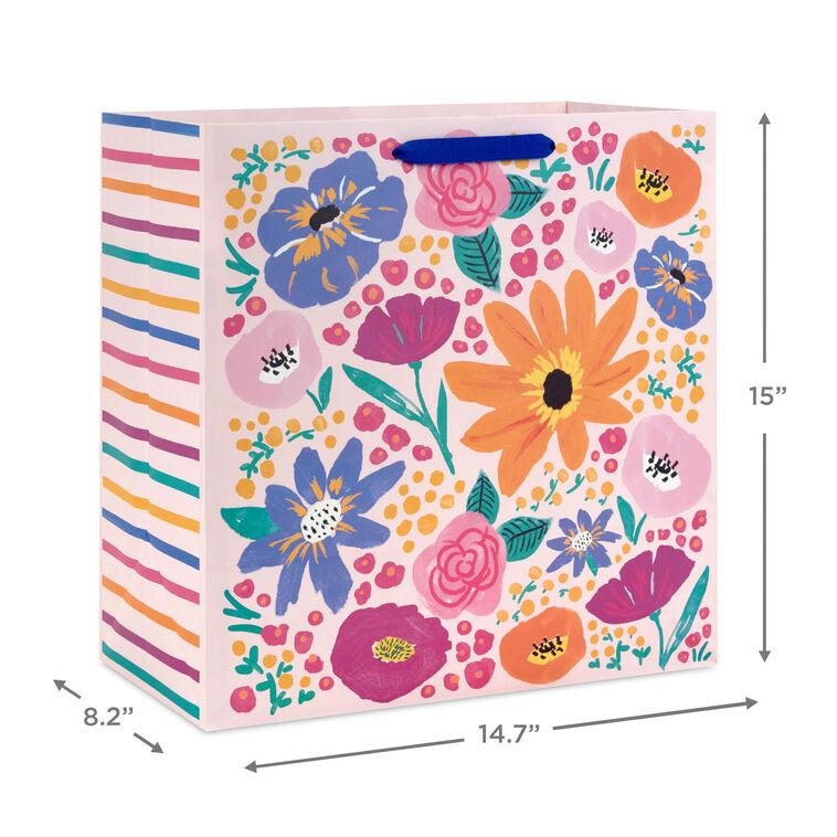 Hallmark 15" Pink Garden Floral Extra-Deep Gift Bag