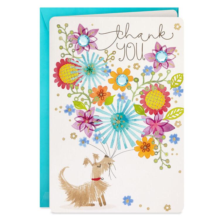 hallmark 16" Dog With Flowers Jumbo Thank-You Card