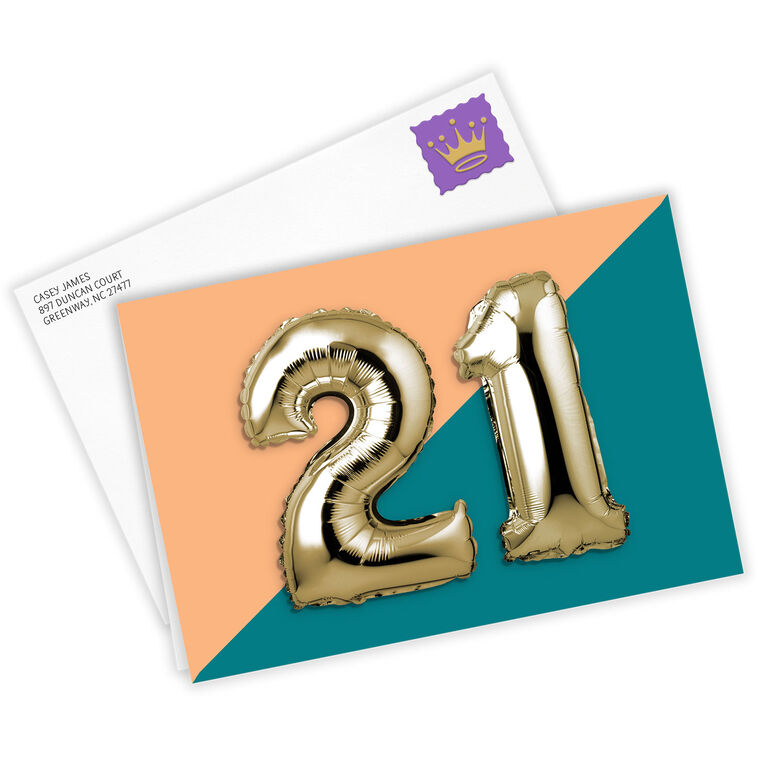 Hallmark 21st Balloons Custom Birthday Card