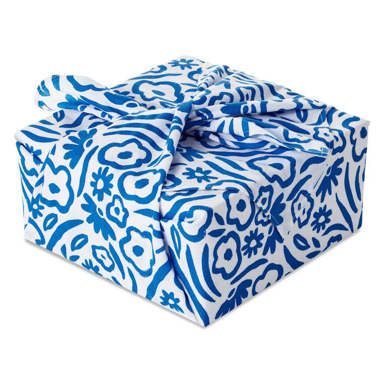 hallmark 26" Blue Floral Fabric Gift Wrap