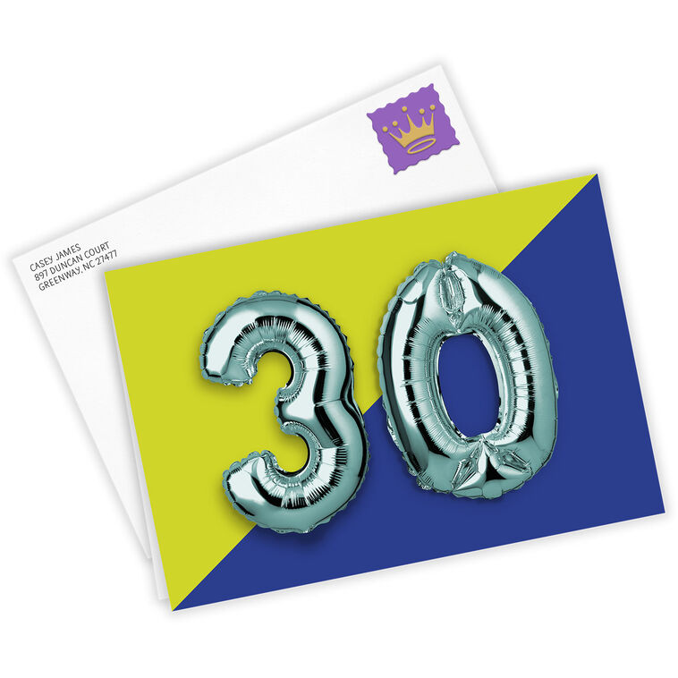Hallmark 30th Balloons Custom Card