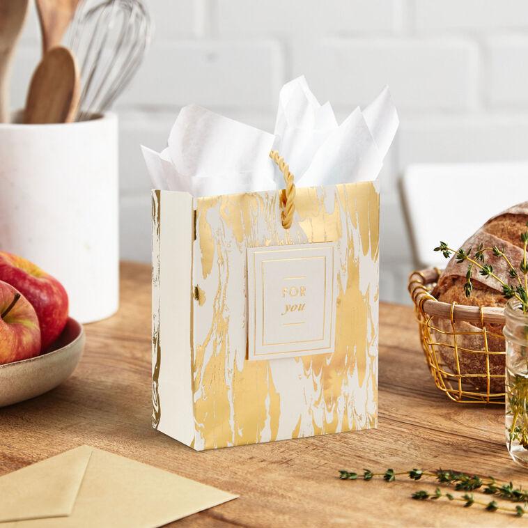Hallmark 4.6" Gold Moiré Gift Card Holder Mini Bag