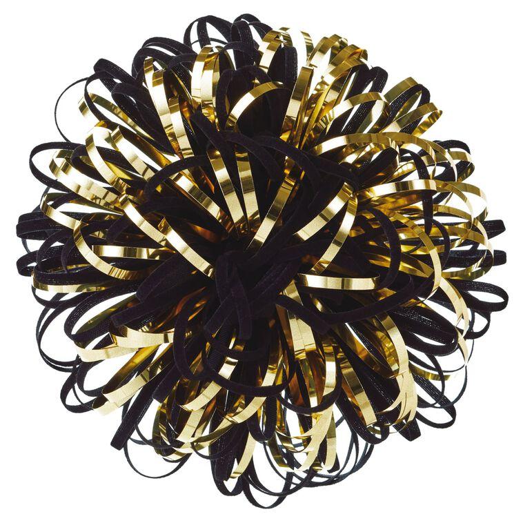 hallmark 5" Black and Gold Looped Pom-Pom Gift Bow