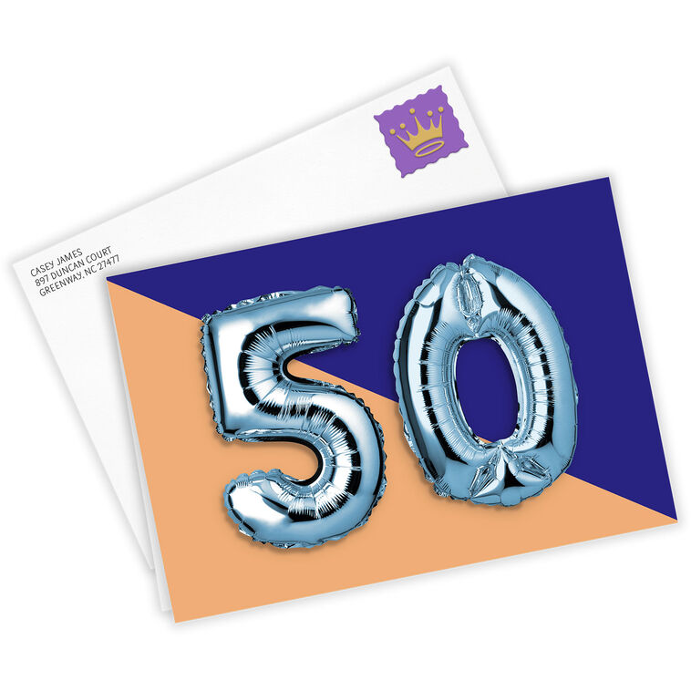 Hallmark 50th Balloons Custom Card