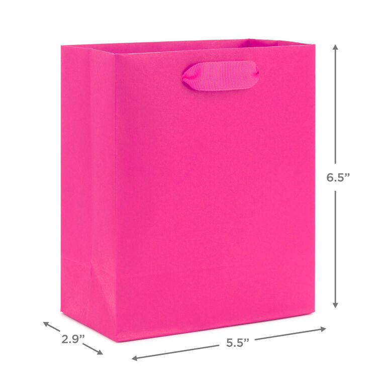 Hallmark 6.5" Solid Hot Pink Small Gift Bag
