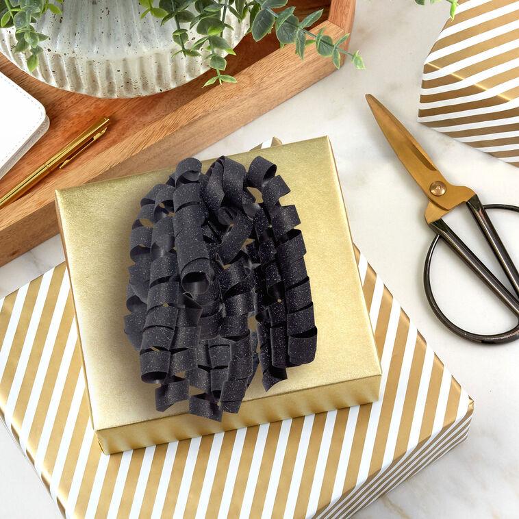 Hallmark 6.5" Sparkling Black Curly Ribbon Gift Bow