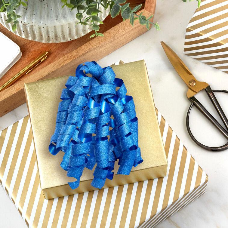 Hallmark 6.5" Sparkling Blue Curly Ribbon Gift Bow