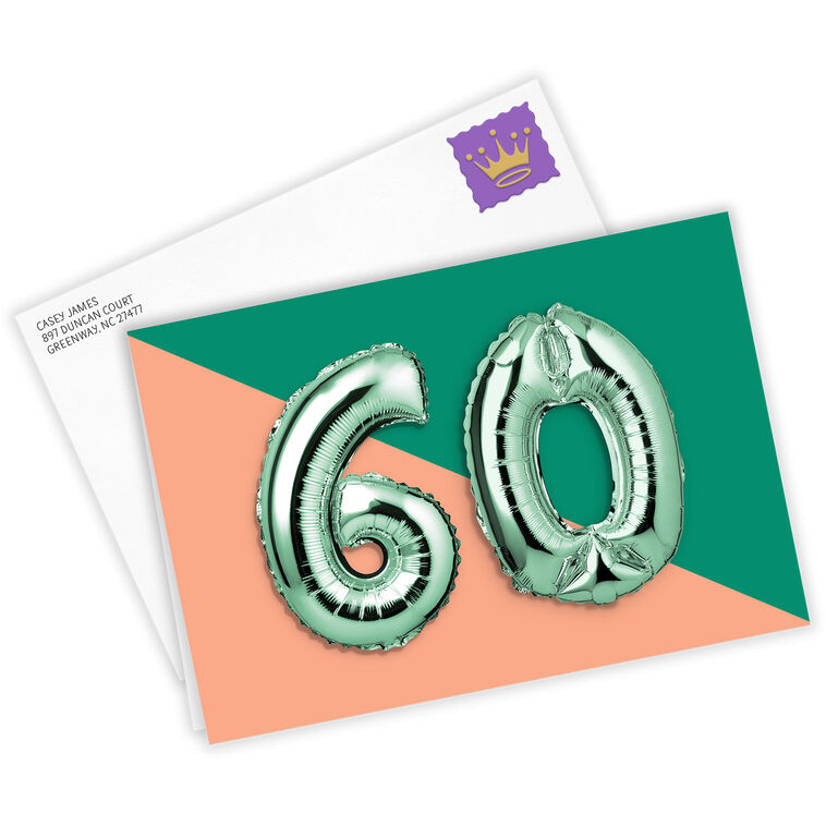 Hallmark 60th Balloons Custom Card