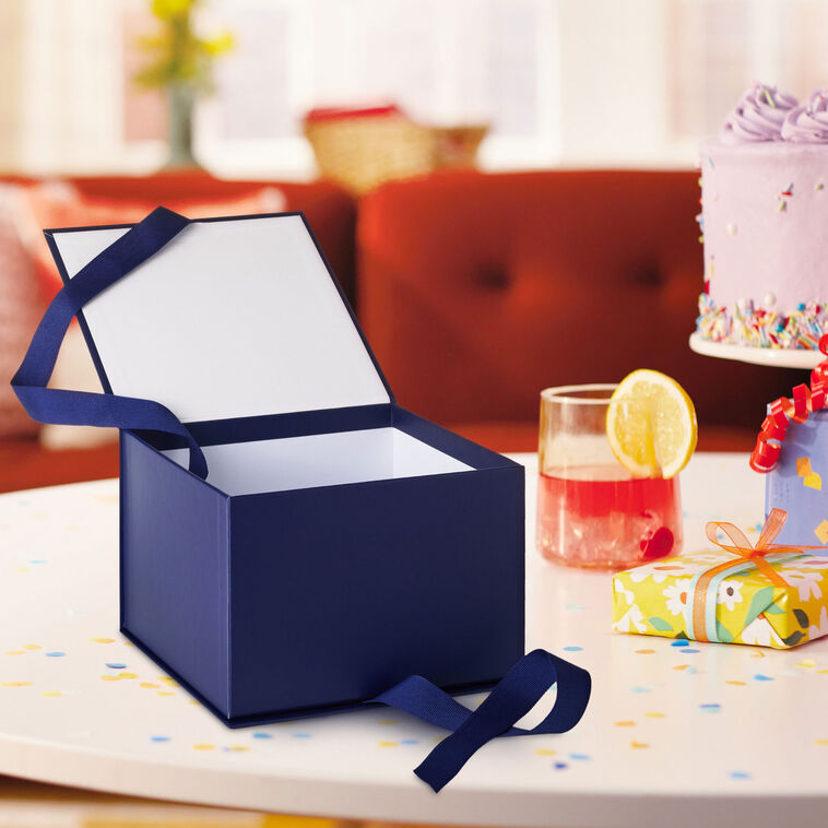 Hallmark 7.2" Solid Navy Blue Large Square Gift Box