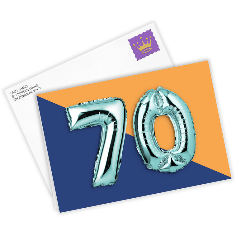 Hallmark 70th Balloons Custom Birthday Card
