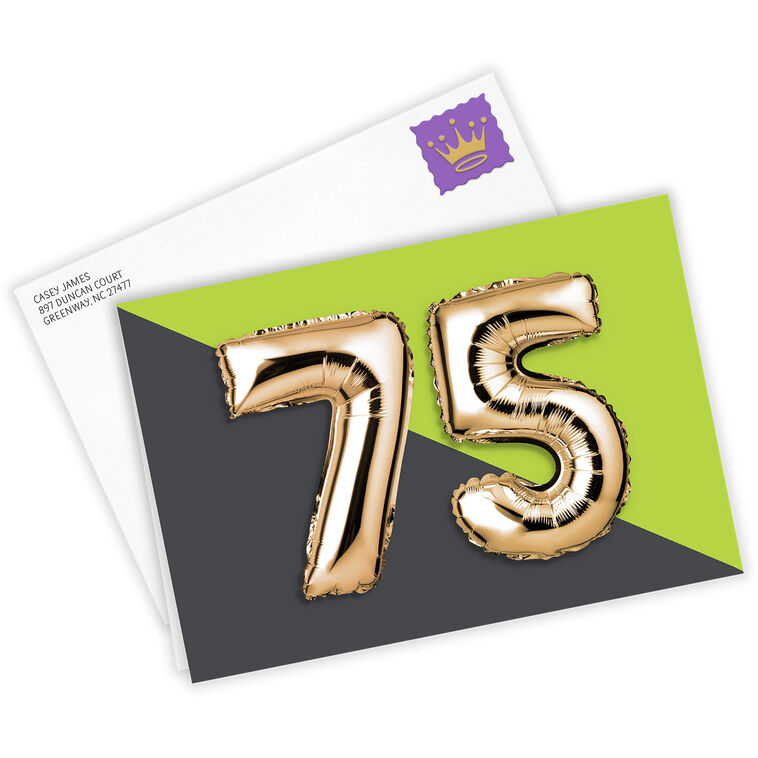 Hallmark 75th Balloons Custom Birthday Card