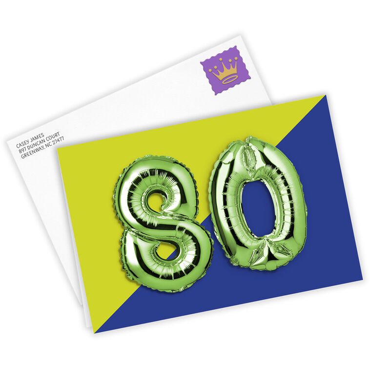 Hallmark 80th Balloons Custom Birthday Card